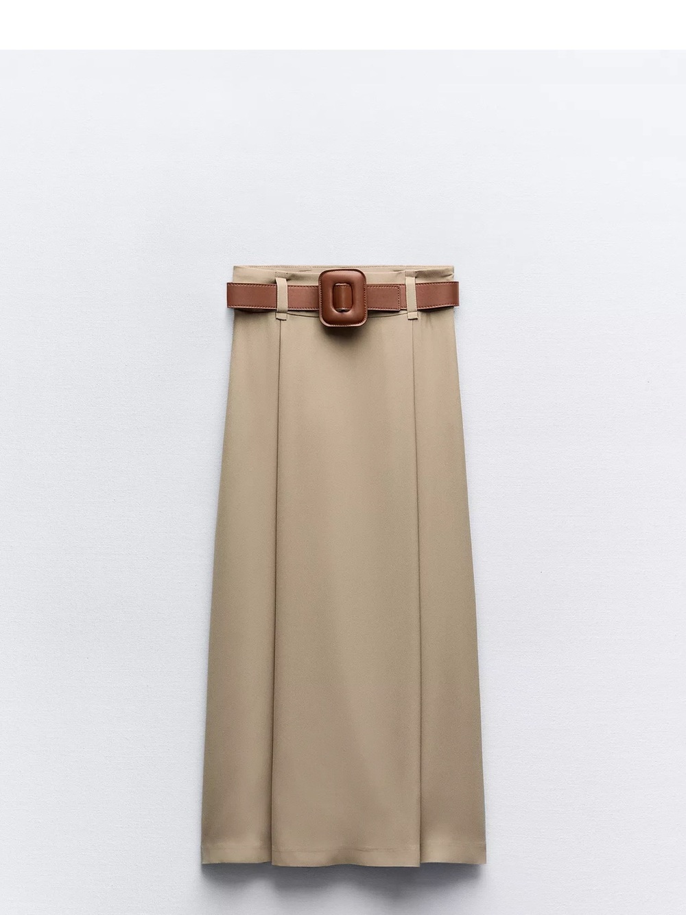 Zara Beige Maxi Skirt with Brown Belt